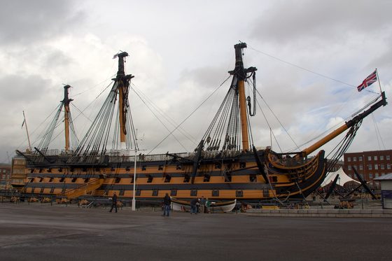 The side of HMS Victory along its full length