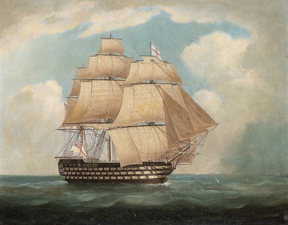 Thomas Buttersworth's painting of HMS Victory under full sail